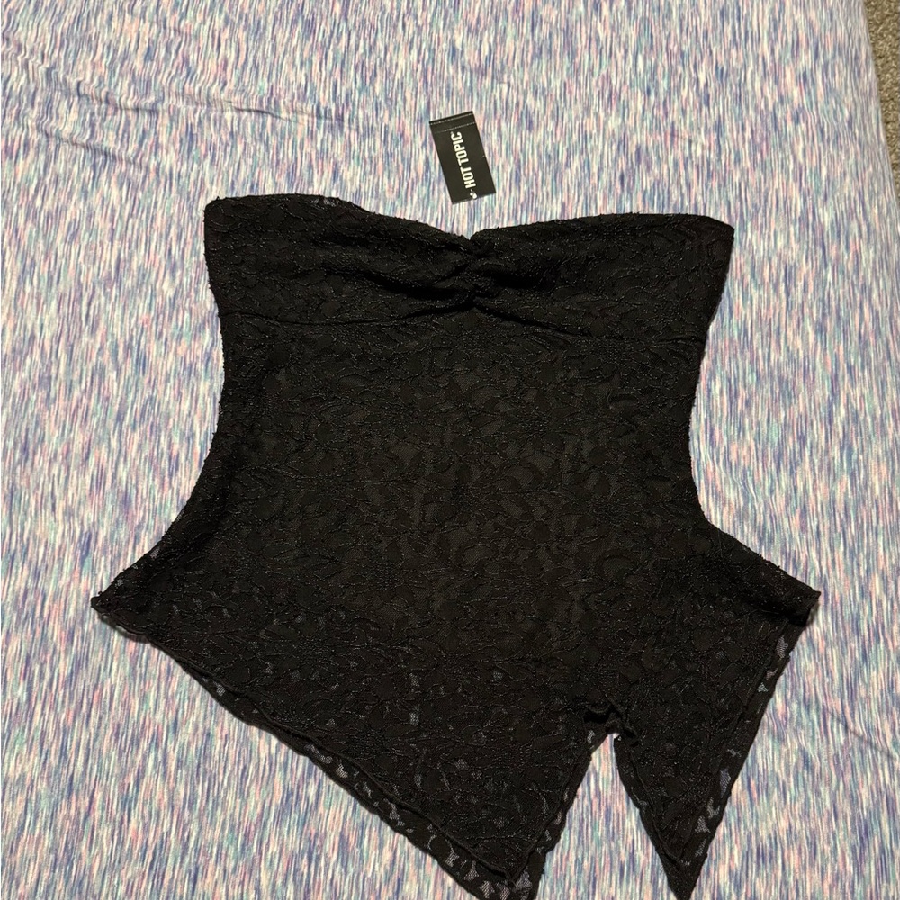 Hot Topic Black Lace Asymmetrical Blouse